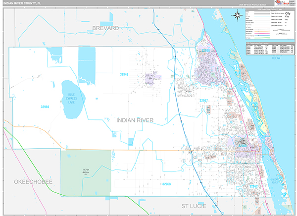 Indian River County, FL Wall Map